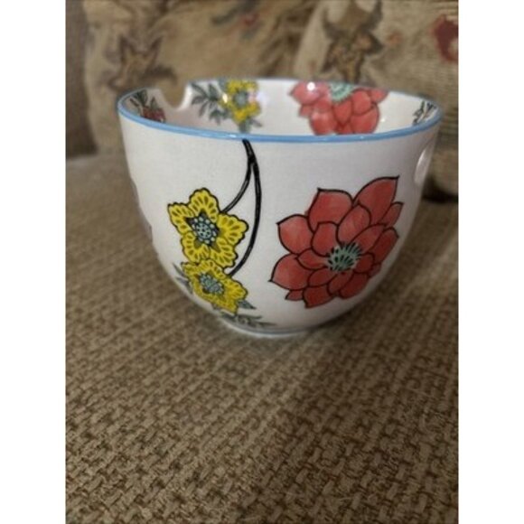 Hand Painted Noodle Rice Bowl w/Built In Chopsticks Holder - Picture 4 of 7